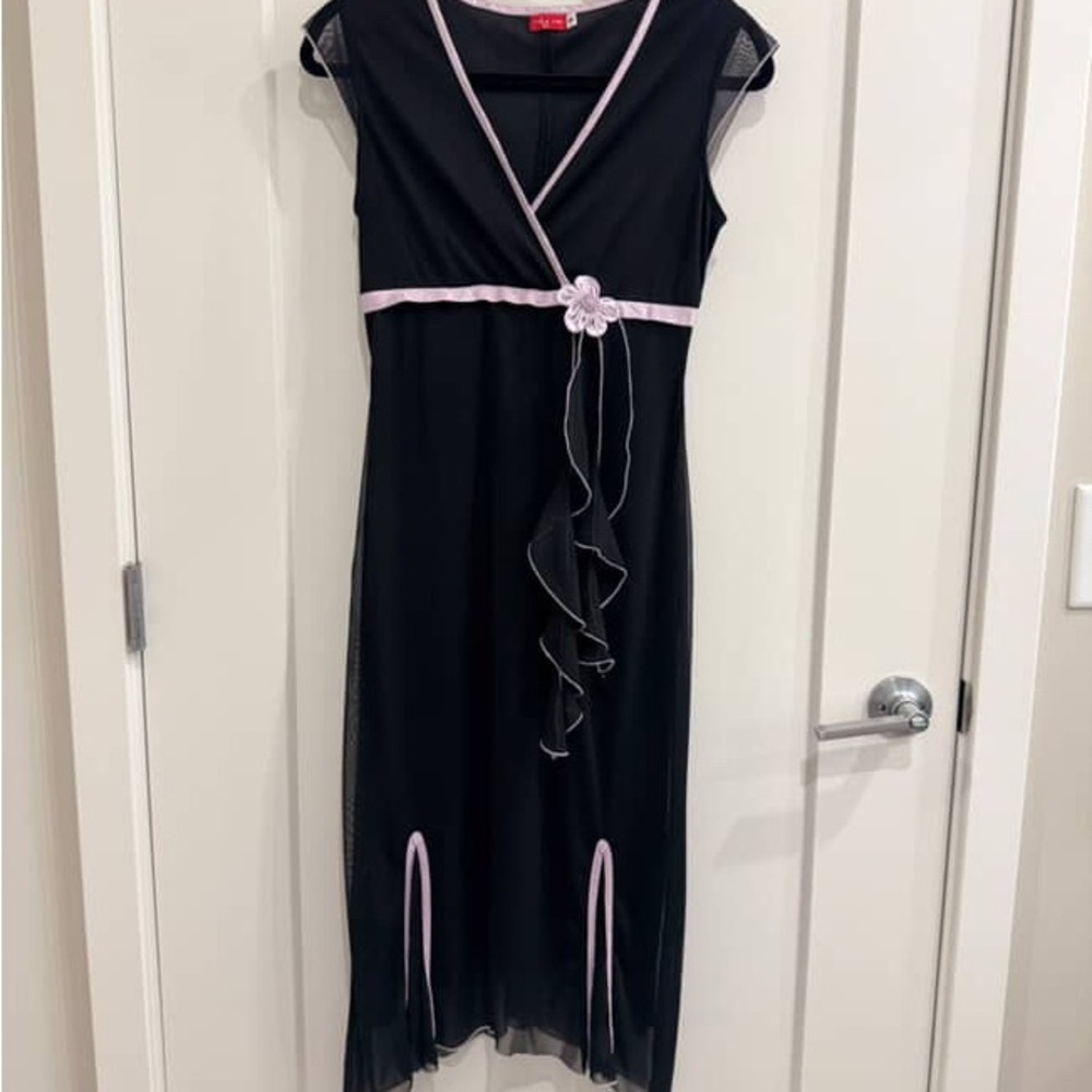 Ruby Rox Black Maxi Dress with Pink Trim